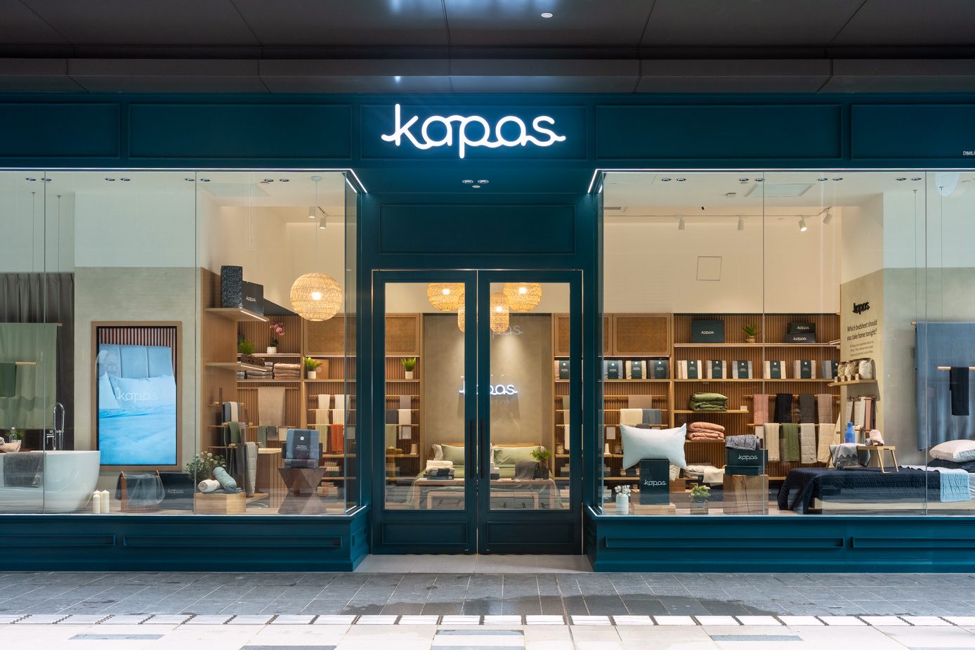 Deep blue timber shopfront of Kapas Living at TRX, Kuala Lumpur
