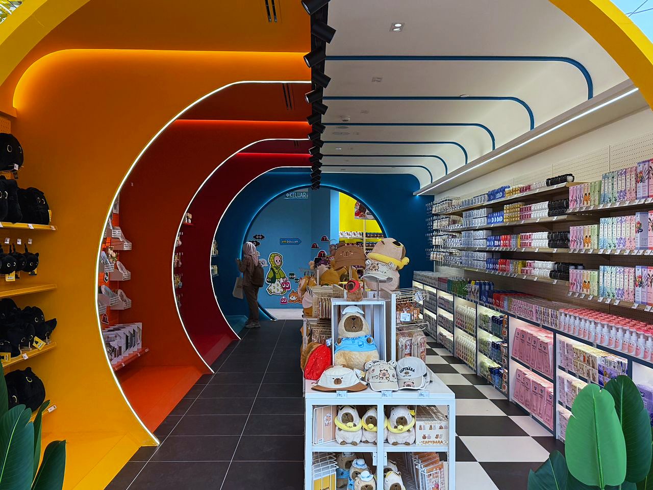 Curved arch feature over the sales floor at MR D.I.Y Plus MyTown